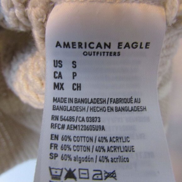 American Eagle Beige Knit 1/4 Zip Sweater Collared Striped Preppy Women's Small - Picture 6 of 8